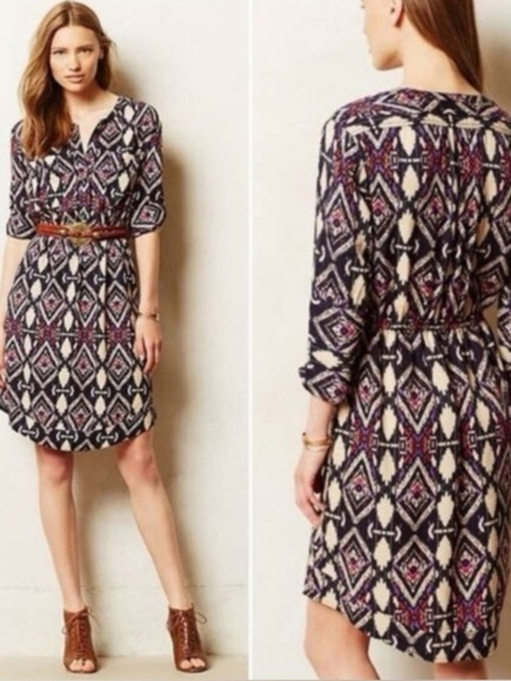 Anthropologie Holding Horses Mira Ikat Shirt Dress
